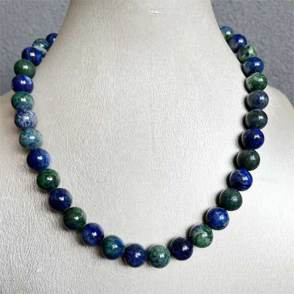 Sterling Silver Lapis Blue Brazilian Azurite 12MM Necklace for Women.