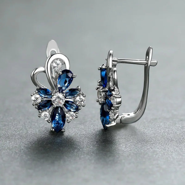 Blue Sapphire Drop Earrings for Women,