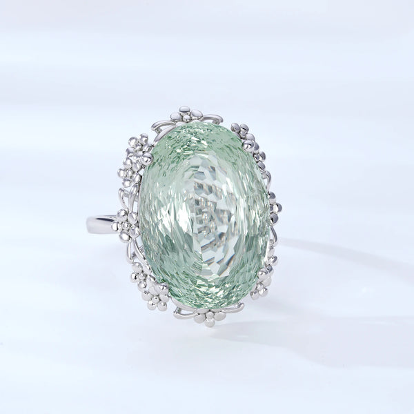 925 Sterling Silver Green Crystal Ring For Women