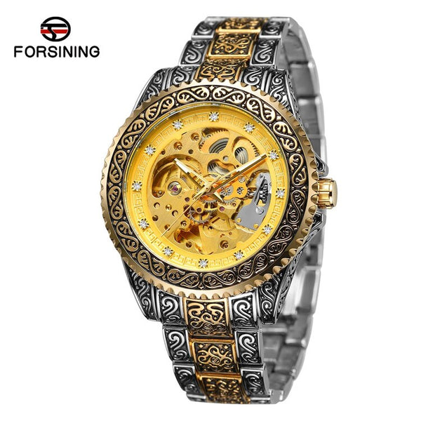 Stainless Steel Diamond Automatic Mechanical Watch for Men