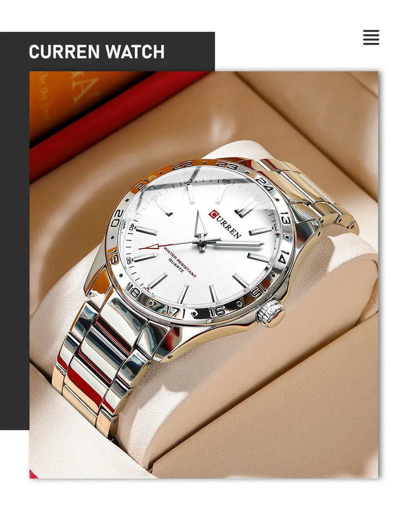 Stainless Steel Quartz Watch, Waterproof, for Men