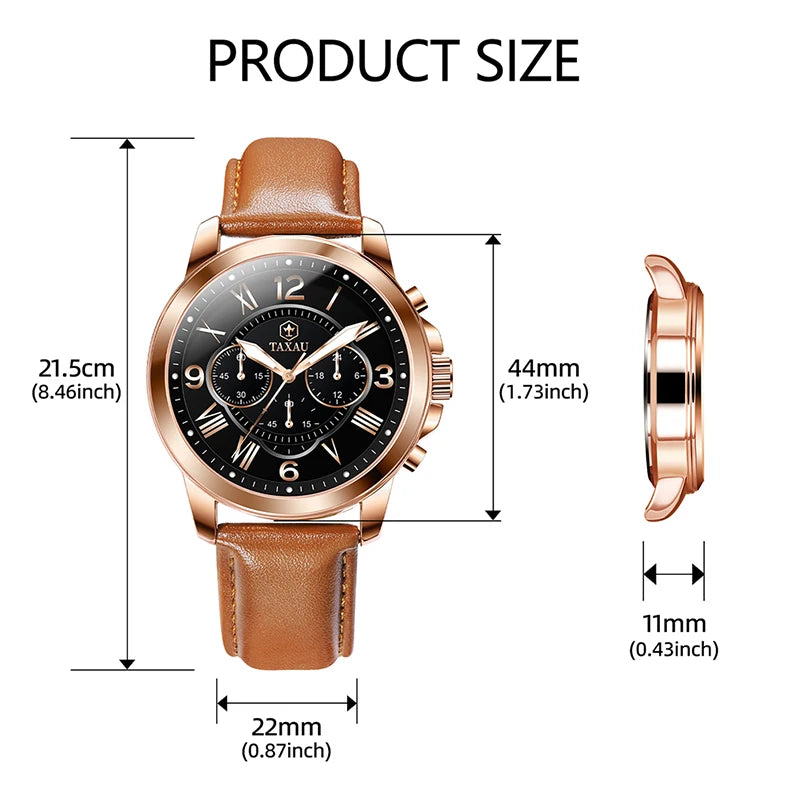 Quartz Leather Multifunction Watch for Men