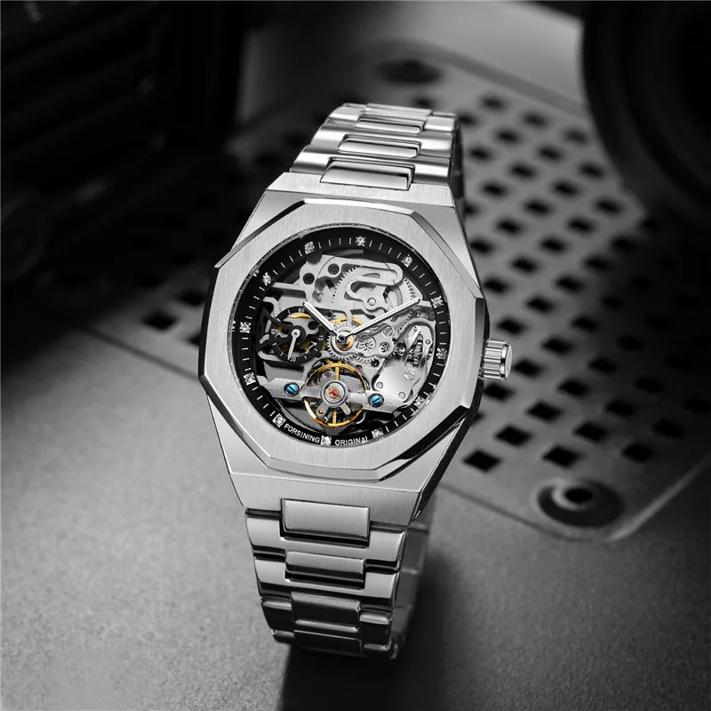 Stainless Steel Automatic Mechanical Military Sports Watch for Men