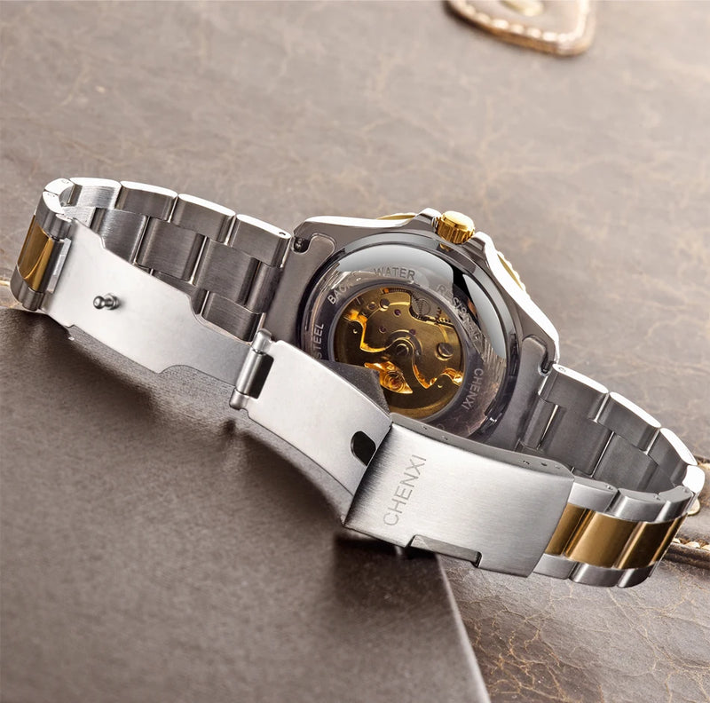 Stainless Steel Hollow Out Automatic Mechanical Watch for Men