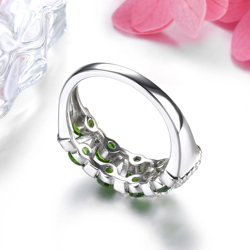 Sterling Silver 1.50 Carat Chrome Diopside Ring for Women