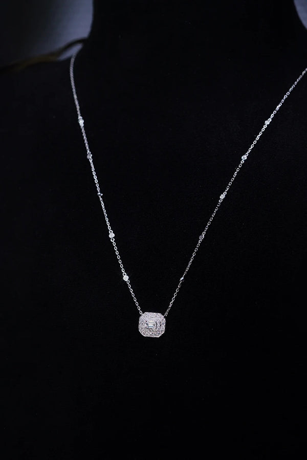 18K White Gold 0.50 carat Diamond Square Pendant Necklace for Women