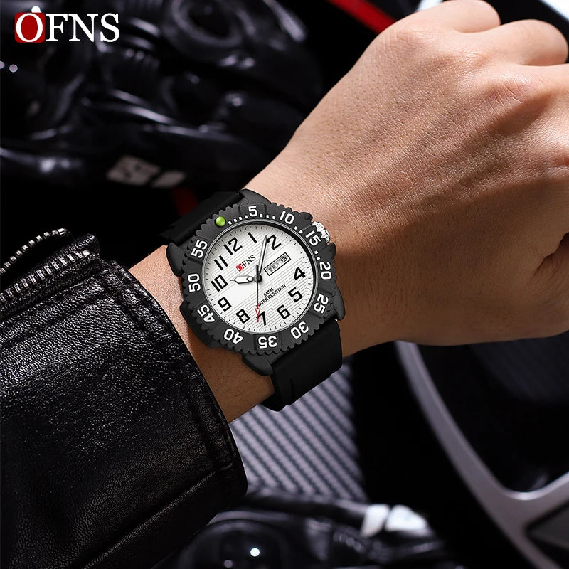 Stainless Steel Silicone Waterproof Luminous Date Watch for Men