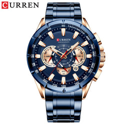 Stainless Steel Chronograph Waterproof Wristwatch for Men