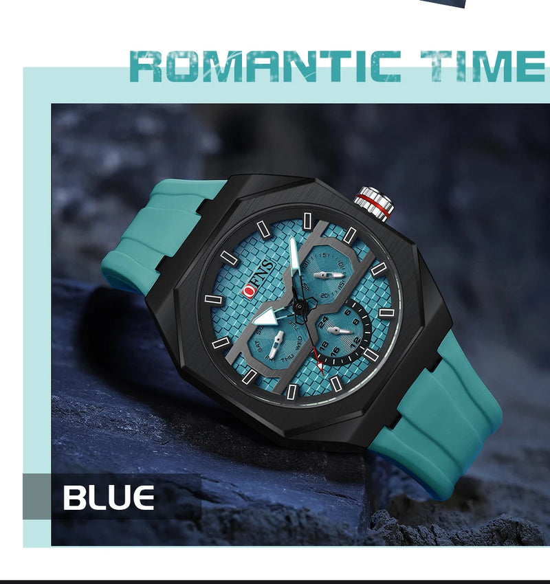 Stainless Steel Silicone Chronograph Watch for Men