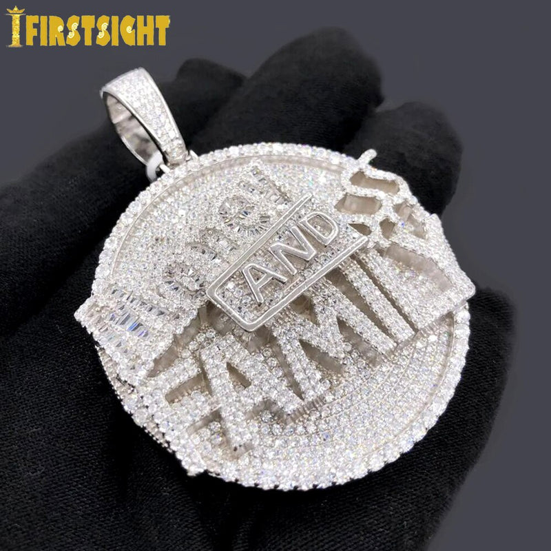 Gold Plated CZ Cubic Zirconia Letter Pendant Necklace for Men