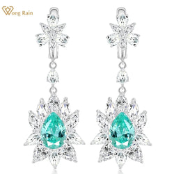 925 Sterling Silver Pear Cut Paraiba Tourmaline Water Drop Earrings for Ladies