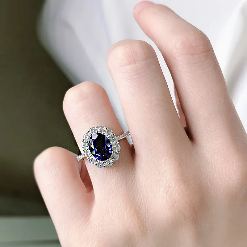 925 Sterling Silver Sapphire Ring for Women