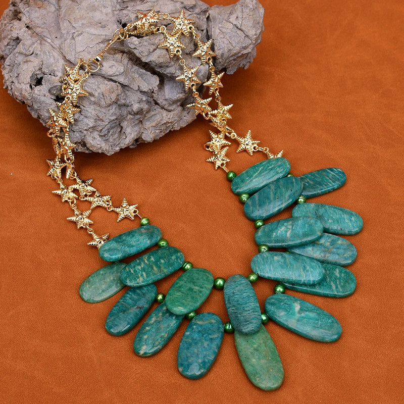 Gold Plated Amazonite Stone Necklace