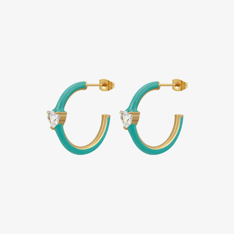 Enfashion Aros Drip Oil Heart Hoop Earrings Gold Color Stainless Steel Hoops Earings For Women Fashion Jewelry Party E231512