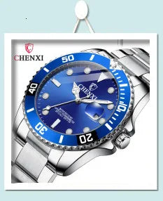 Stainless Steel Leather Luxury Waterproof Date Multifunction Watch for Men