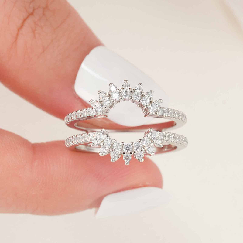 925 Sterling Silver Sunflower Ring Enhancer with AA Cubic Zircon for Women