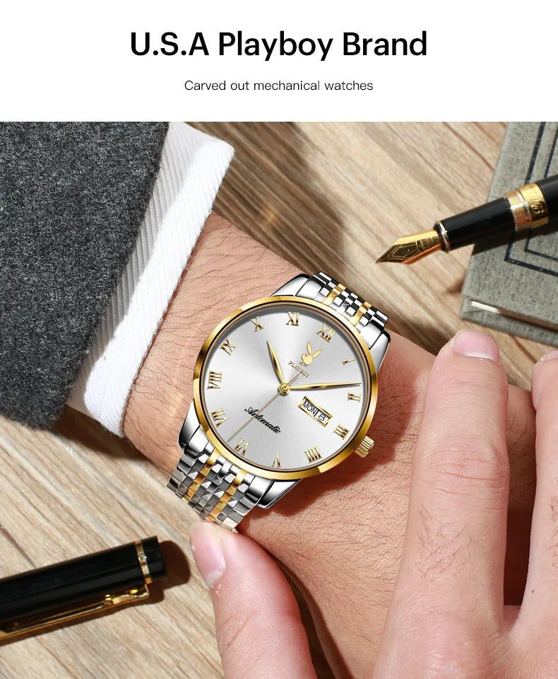 Stainless Steel Automatic Mechanical Watch for Men