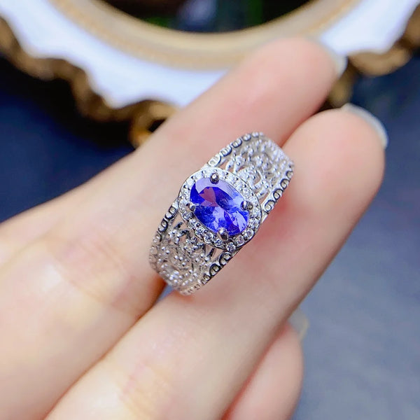 Sterling Silver Natural Tanzanite Ring for Women