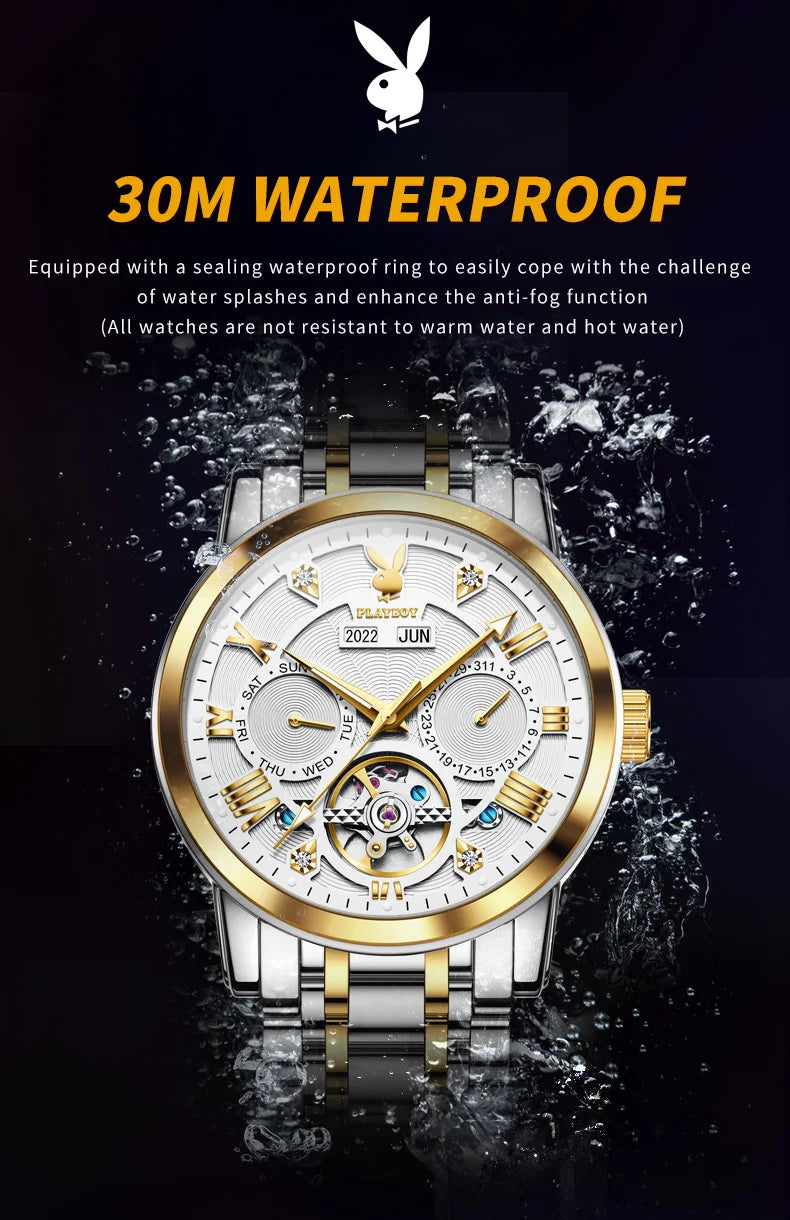 Stainless Steel Automatic Mechanical Watch for Men