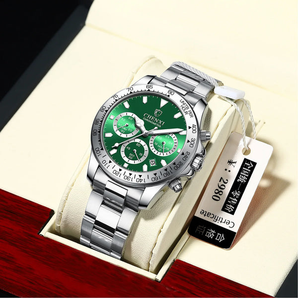 Stainless Steel Chronograph Sport Watch for Men