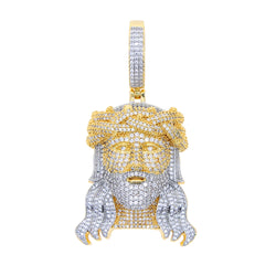 Silver 5A Cubic Zirconia CZ Big Jesus Christ Head Pendant for Men