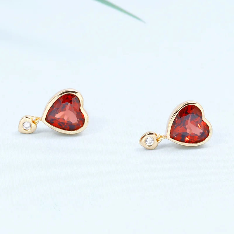 925 Sterling Silver Gold Plated Garnet Stud Earrings for Women