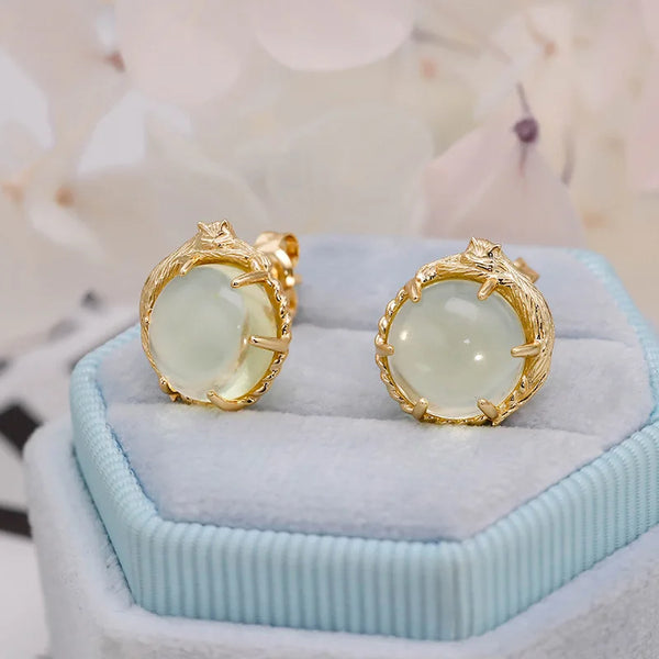 925 Sterling Silver Lemon Quartz Cat Earrings for Women