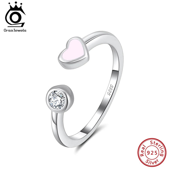 925 Silver Open Heart Ring with Sparkling CZ, Dainty and Romantic for Women