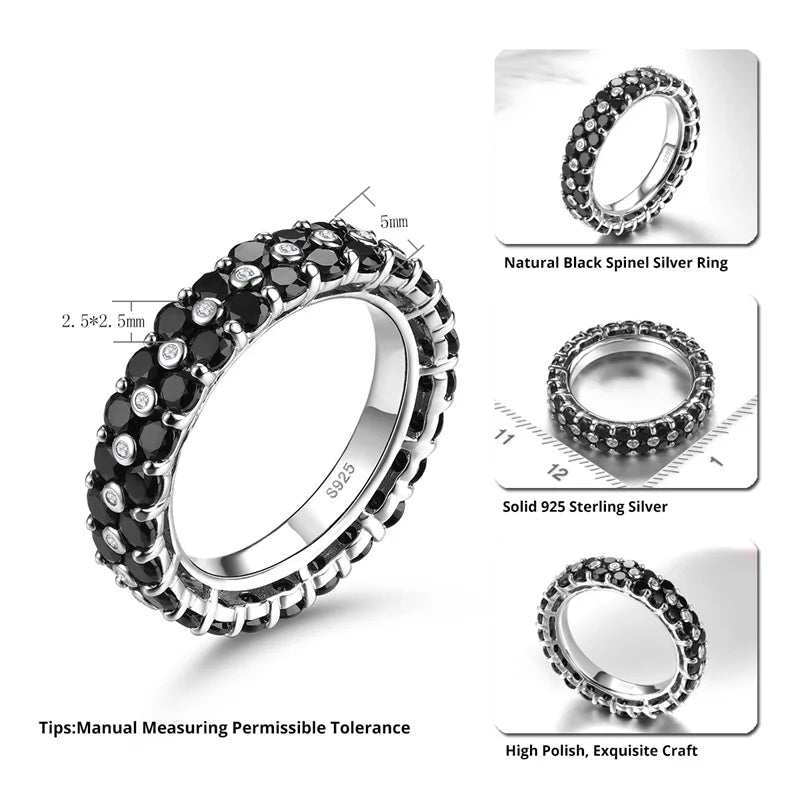 925 Silver Black Spinel Eternity Ring for Women