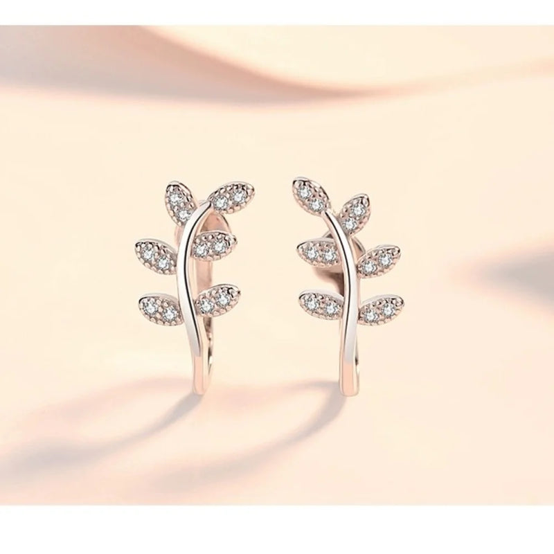 925 Silver Leaf Clip Earrings for Women