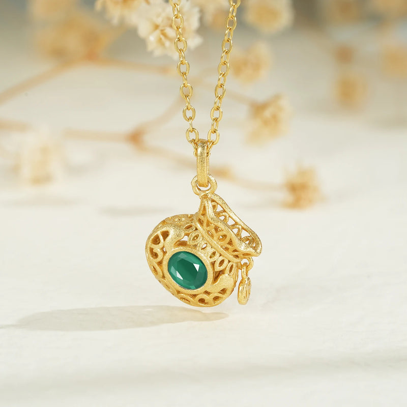 18K Gold Plated Sterling Silver Emerald Necklace for Women