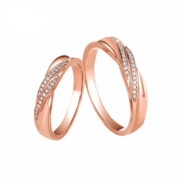 18K Rose Gold Ring with O.XX CTW Genuine Natural Diamonds for Women