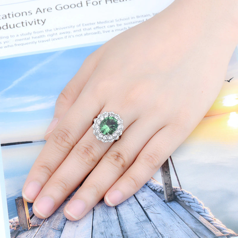 Sterling Silver Green Fluorite Ring 5 ctw