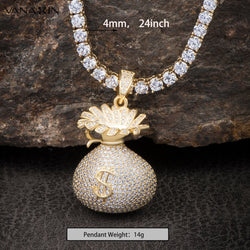 Brass Cubic Zirconia Ice Out Chain and Pendant for Men