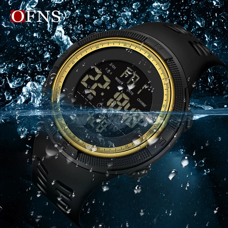 Stainless Steel Digital Sports Watch with Step Counting and Alarm for Men.