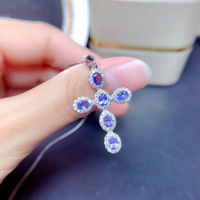 Sterling Silver Tanzanite Necklace for Women.