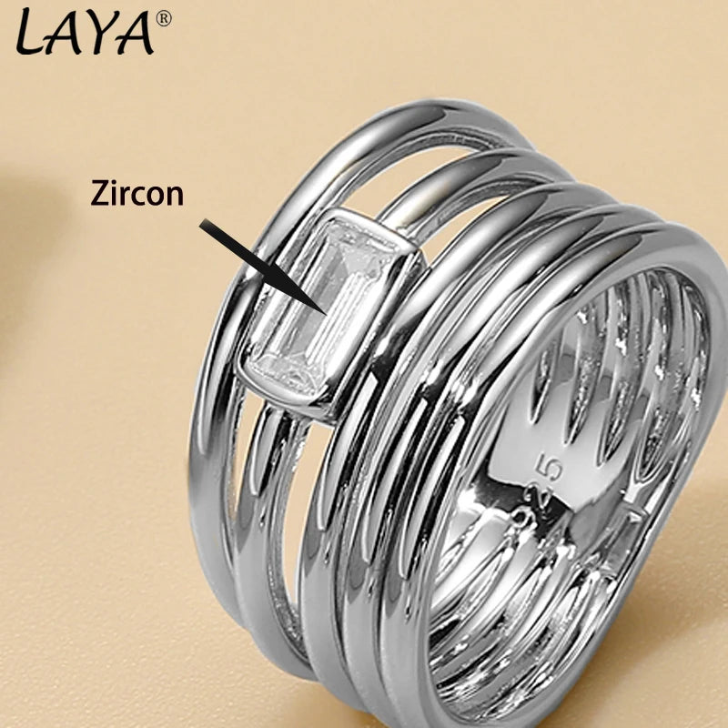 Silver Finger Ring with Zircon Gemstone for Women