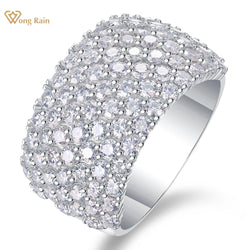 925 Sterling Silver Sparkling Real Moissanite Diamond Cocktail Party Ring with 3EX VVS1 D Color for Women