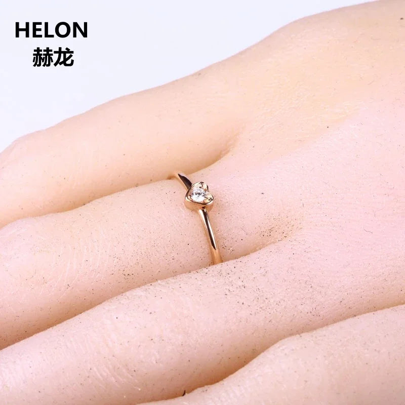 Solid 10k Rose Gold Heart VS/H Natural Diamonds Engagement Ring for Women