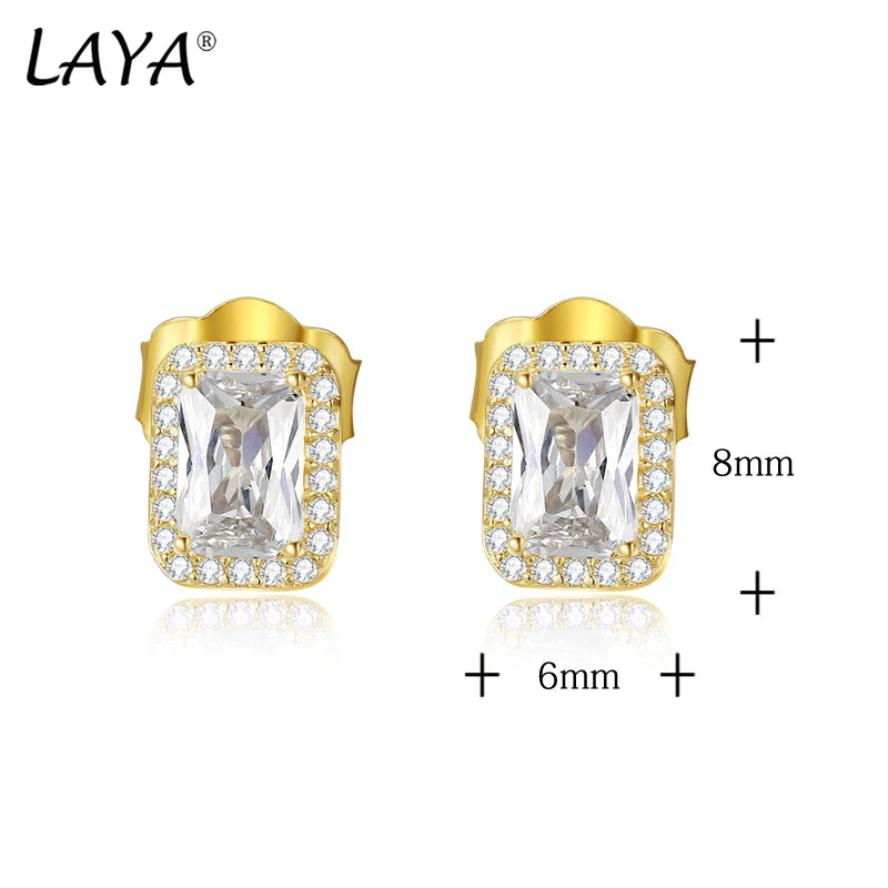 18K Gold Sparkling Zircon Stud Earrings for Women