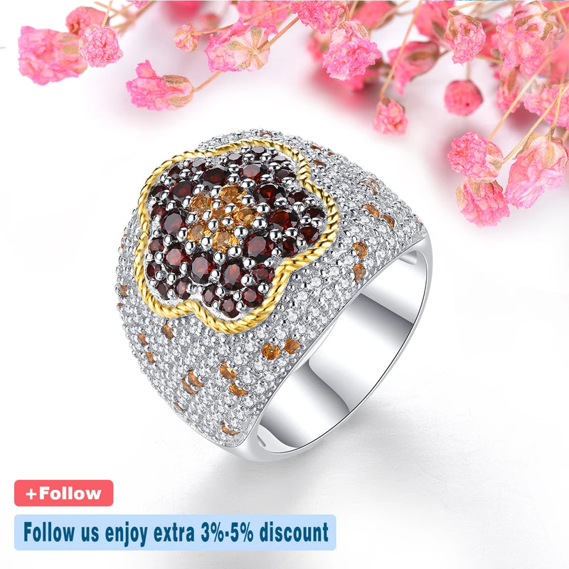 Sterling Silver Garnet Citrine Ring 3.90 ctw. Women's