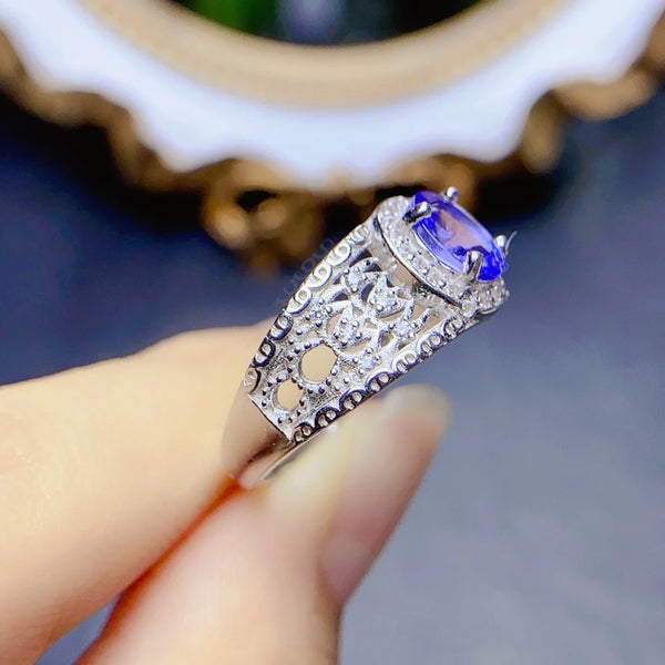 Sterling Silver Natural Tanzanite Ring for Women