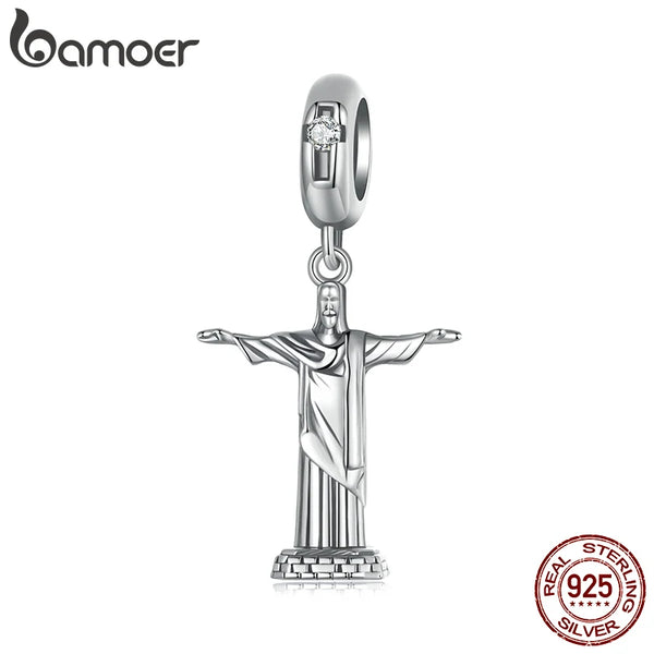 Sterling Silver Building Statue Charm Beads for Charm Bracelet, DIY Jewelry for Women