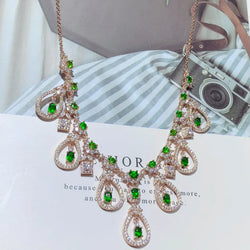 925 Sterling Silver Green Diopside Pendant Necklace for Women