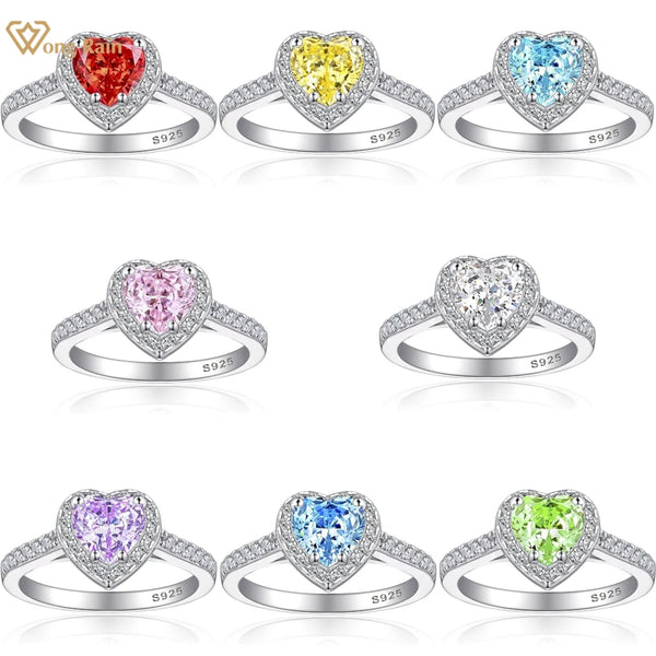 Wong Rain 925 Sterling Silver Crushed Ice Cut Heart 1CT Lab Sapphire Gemstone Wedding Engagement Women Ring Jewelry Wholesale