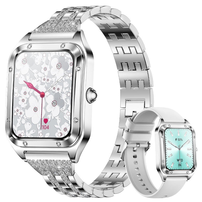 Stainless Steel 1.57 inch Fashion Smart Watch with Health Monitoring and Music for Women