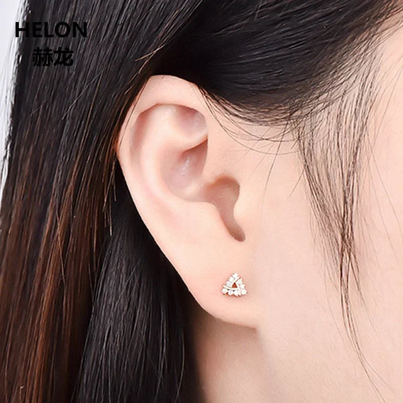 14k Rose Gold Cubic Zirconia Stud Earrings for Women