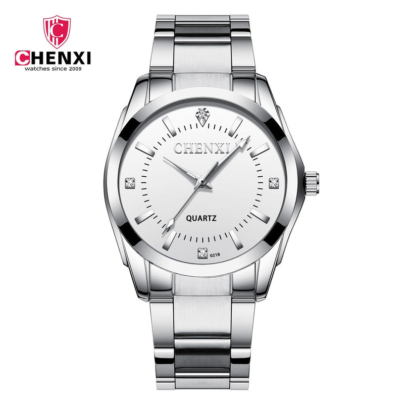 Stainless Steel Couple Watch, Waterproof Quartz for Women and Men