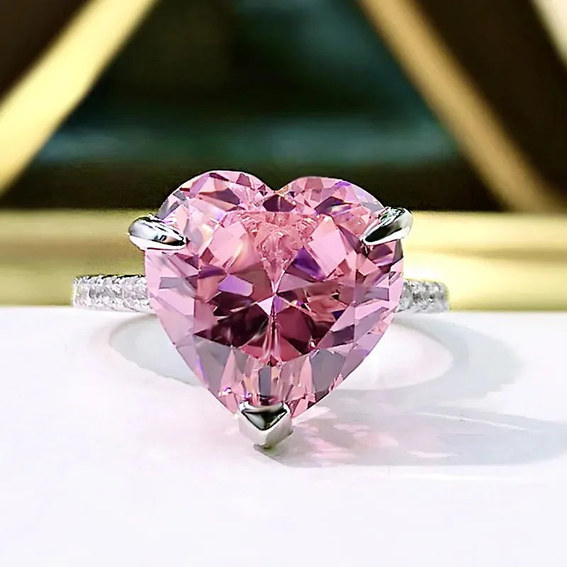 925 Silver 7.5 Carat Moissanite Heart Shape Wedding Ring for Women