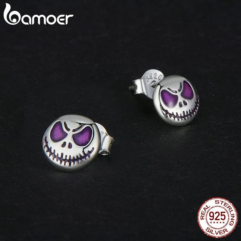 Sterling Silver Luminous Skeleton Stud Earrings for Women